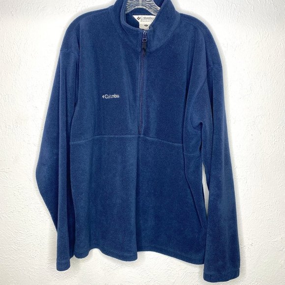 Columbia unisex/men's XL 1/2 zip fleece pull over jacket in blue EUC. - Picture 1 of 5